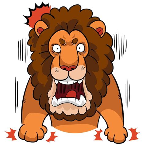 Premium Vector | Cartoon angry roar lion vector illustration