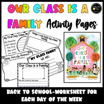 Our Class is a Family Back to School Activity Worksheets by Teaching with a Tee