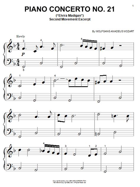 Piano Concerto No. 21 in C Major ("Elvira Madigan"), Second Movement Excerpt | Sheet Music Direct