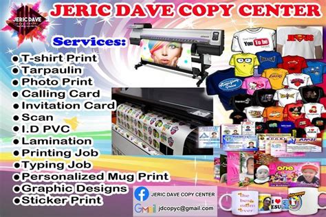 Good news! Jeric Dave Copy Center is now offering a large format printing services, T-shir ...