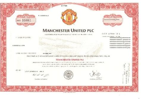 Shop Manchester United Soccer Stock Certificates | Buy One Share of ...