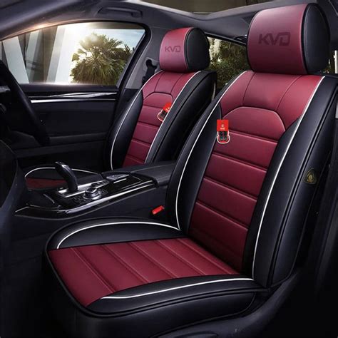 KVD Superior Leather Luxury Car Seat Cover for Skoda Slavia Black + Wi ...