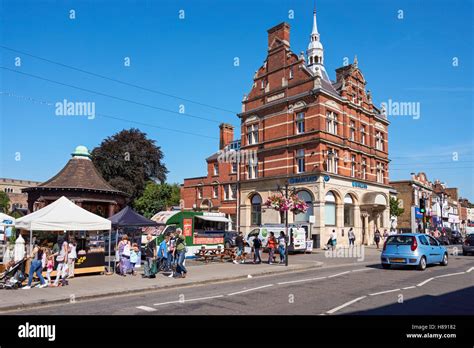 Enfield Town centre with Barclays Bank building, London England United ...