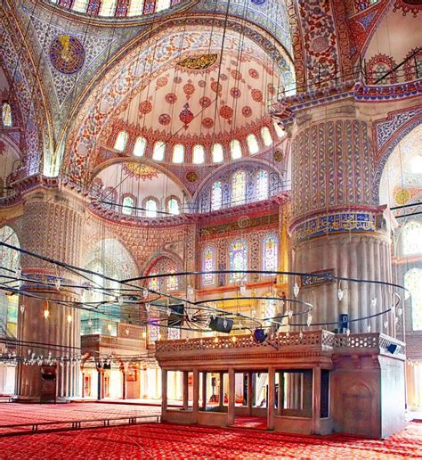 Interior of Blue Mosque or Sultan Ahmed Mosque in Istanbul, Turkey ...