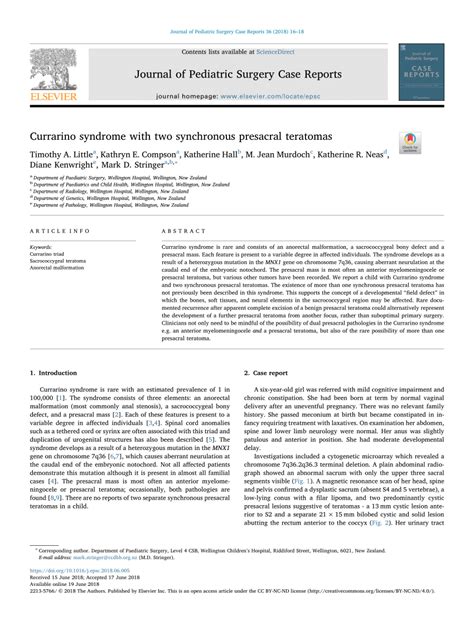 (PDF) Currarino syndrome with two synchronous presacral teratomas