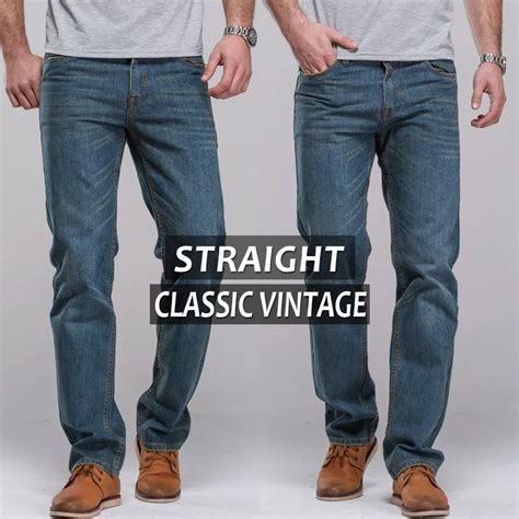 mens jeans vintage jeans regular thigh straight fit famous brand male ...