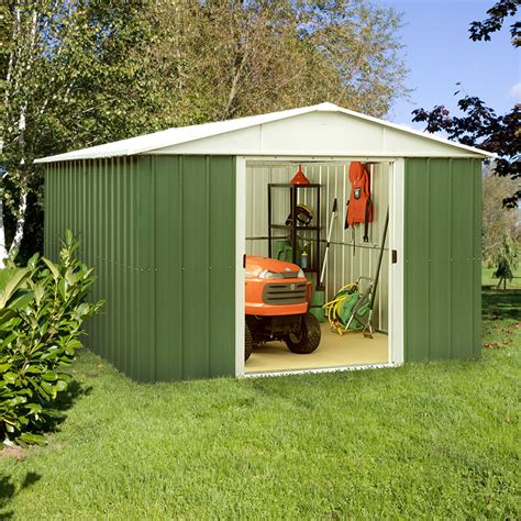 10' x 10' Yardmaster Green Metal Shed 1010GEYZ - Garden Sheds Direct