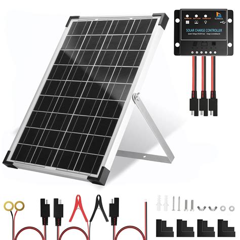 SUNSUL 30 Watt 12V Solar Panel Kit Battery Maintainer Trickle Charger, with Waterproof 5A 12V ...