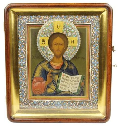 Russian Christ Pantokrator Icon with Silver Basma-Oklad - Religious Objects - Precious Objects