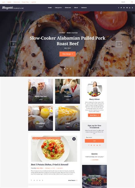 Food, Recipe Blog Website Templates & Themes | Free & Premium | Free ...