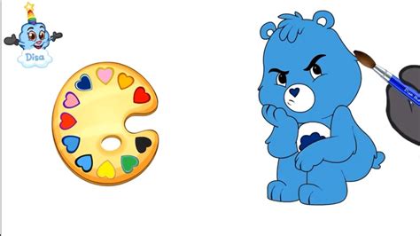 Grumpy Bear from the Care Bears - How to Draw & Color the Blue Grumpy Bear - Easy Drawing for ...