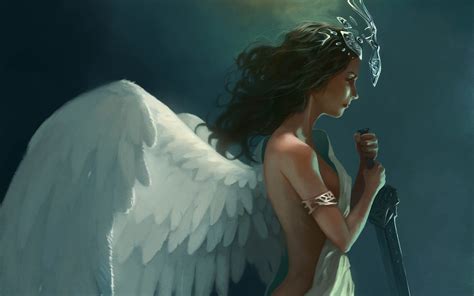 sword wings women artwork angel angel wings, HD Wallpaper | Rare Gallery