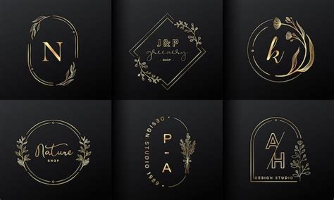 Free Vector | Luxury logo design collection. Golden emblems with ...