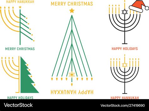 Christmas and hanukkah cards set Royalty Free Vector Image