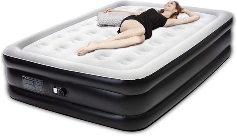 Tuomico Inflatable Double Size Air Bed,Queen Air Mattress Blow-up Bed with Built-in Electric ...