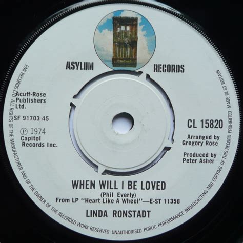 Linda Ronstadt - When Will I Be Loved / It Doesn't Matter Anymore (1975, Push-out centre, Vinyl ...