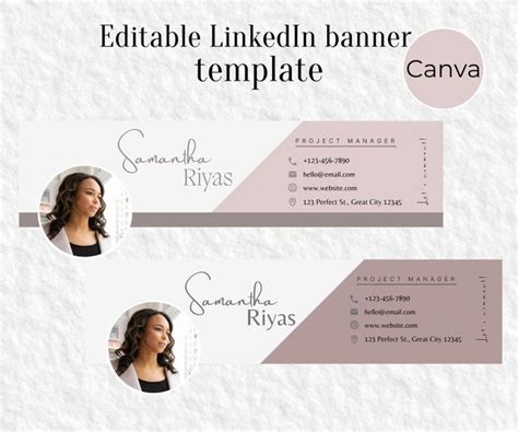 Editable Linkedin Banner Professional With Contact Info, Canva Template ...