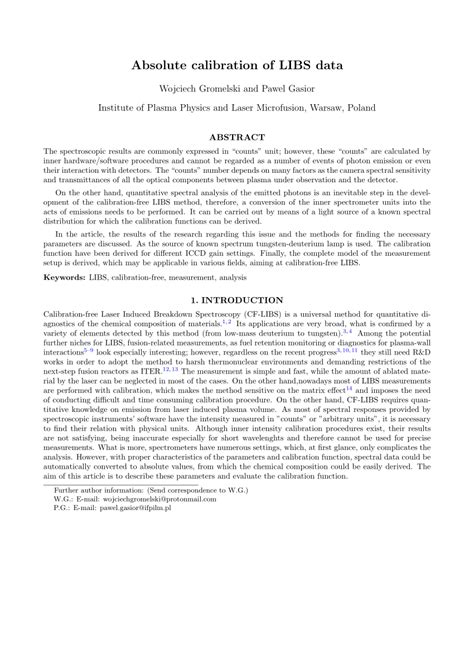 (PDF) Absolute calibration of LIBS data