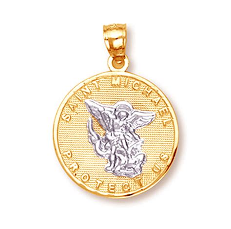 Two Tone Gold Saint Michael Pendant