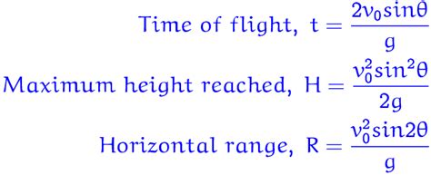 Projectile Motion Formula