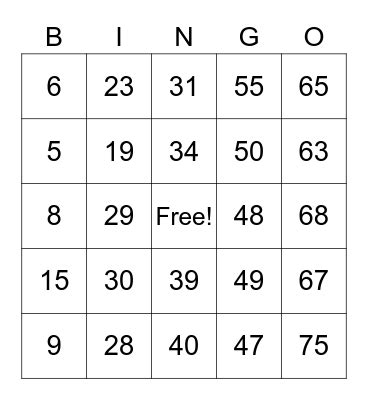 Math Bingo Cards on Bingo Baker