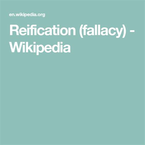 Reification (fallacy) - Wikipedia | Neuroscience, Psychology, Wikipedia