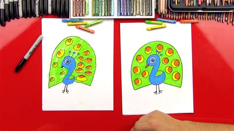 How To Draw A Cartoon Peacock For Young Artists