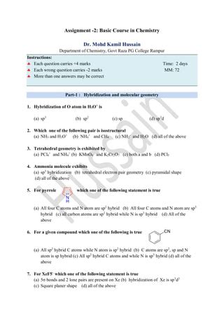 Assignement 2 hybridization | PDF