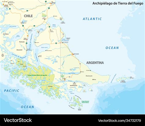 Map tierra del fuego archipelago south america Vector Image