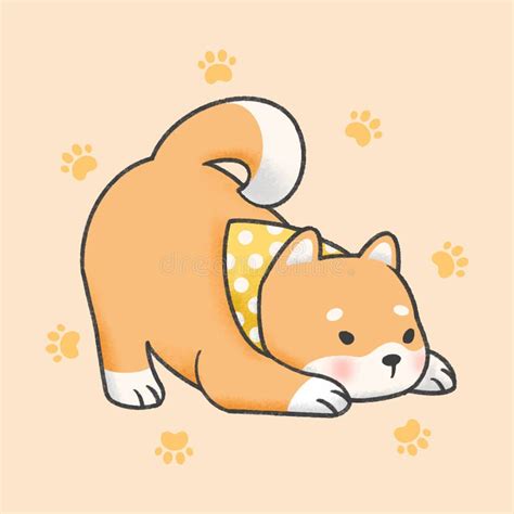 Shiba Inu Dog Cartoon Hand Drawn Style Stock Illustration ...