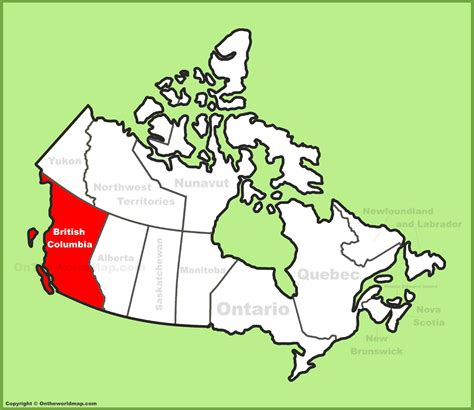 British Columbia location on the Canada Map - Ontheworldmap.com