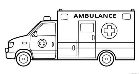 Ambulance coloring page – Line art illustrations