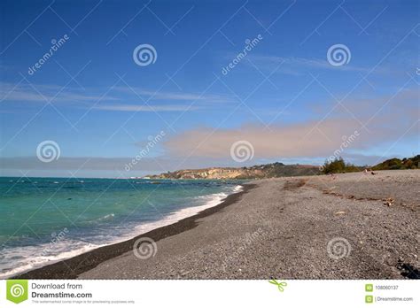 Kaikoura Beach with Black Pebblestone and Calm Sea Stock Image - Image of smooth, zealand: 108060137