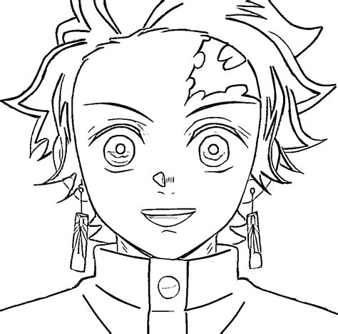 Tanjiro Kamado With Smiling Face Coloring Page [Printable]