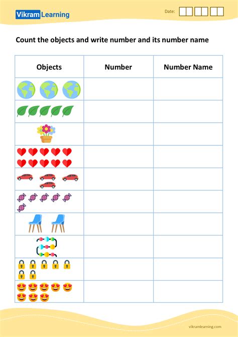 Download number names from 1 to 10 worksheets for free | vikramlearning.com