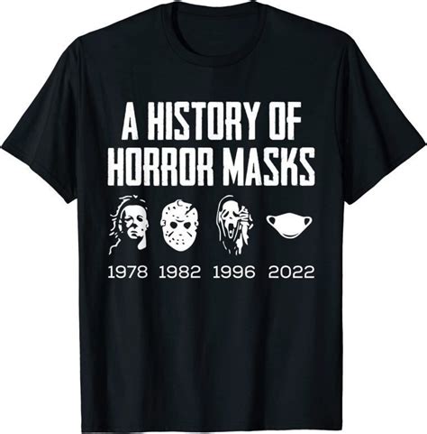 History Of Horror Masks Lazy Halloween Costume Face Mask 2023 Shirt