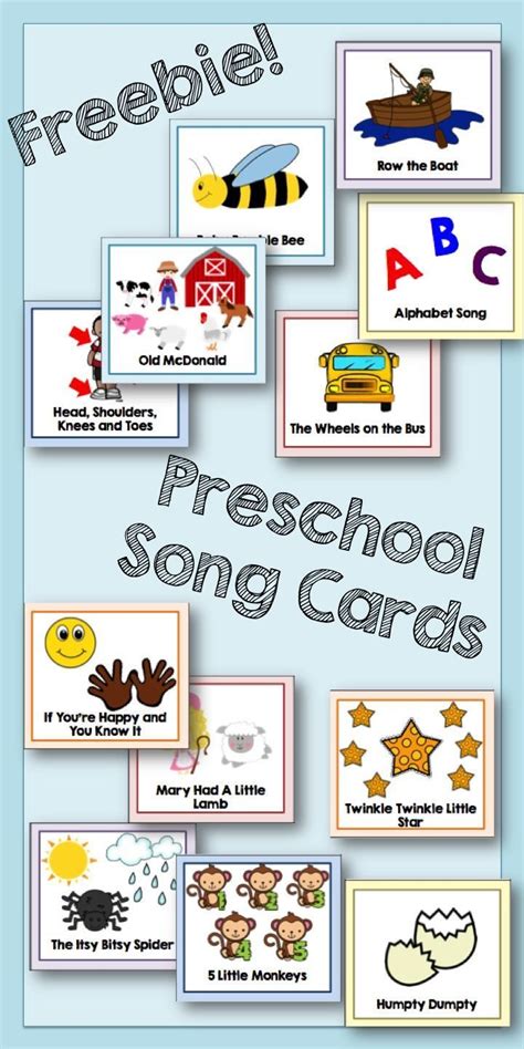 Preschool Song Cards | Preschool songs, Preschool circle time, Preschool music