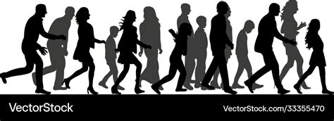 Silhouette a walking crowd people Royalty Free Vector Image