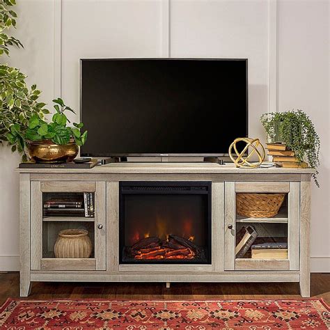 Solid Wood Entertainment Center With Fireplace - Councilnet