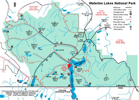 Waterton Park Map, Canada