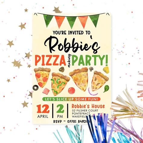 Kids Birthday Pizza Party Invitation Template Cooking Party Templett ...