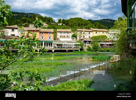 South of France, view on small touristic Provencal town of poet ...