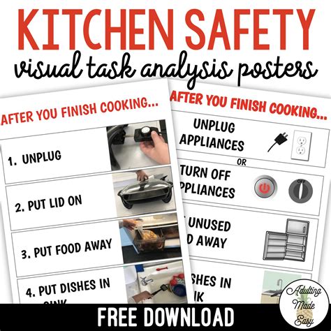 FREE Kitchen Safety Task Analysis Visuals