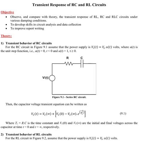 Solved: Transient Response Of RC And RL Circuits Objective... | Chegg.com