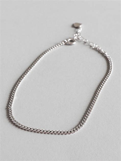 925 Sterling Silver With Platinum Plated Simplistic Thin chain Anklets - 1000034114