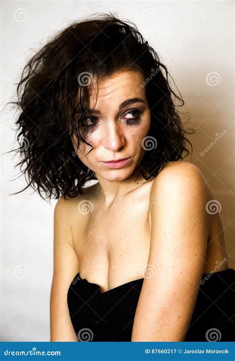 Sad girl with glaring eyes stock image. Image of caucasian - 87660217