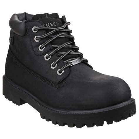 Skechers Mens Sergeants Verdict Waterproof Leather Walking Boots Black ...