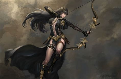 Fantasy Archer Fantasy Woman Warrior Woman Black Bow Arrow Wallpaper ...