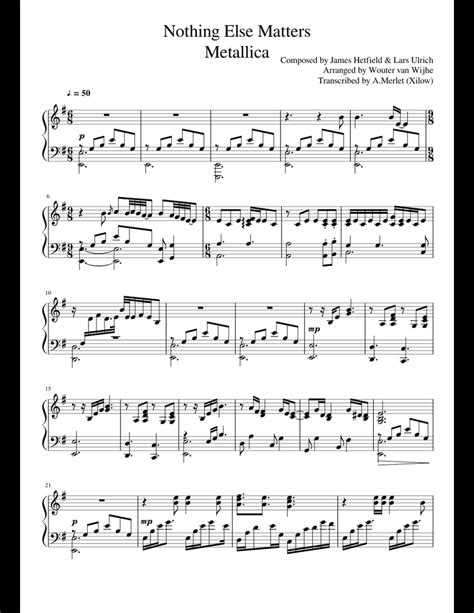 Nothing Else Matters - Metallica sheet music for Piano download free in PDF or MIDI