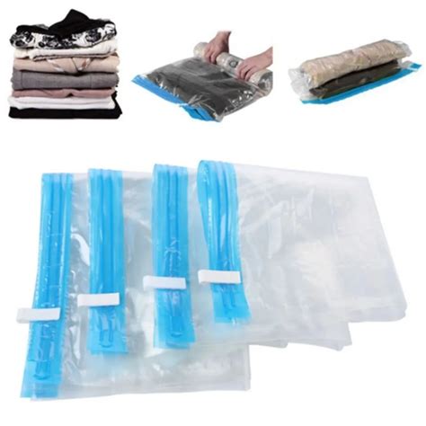 Manually Vacuum Compressed Bag Roll Up Seal Bags Travel Space Saver ...